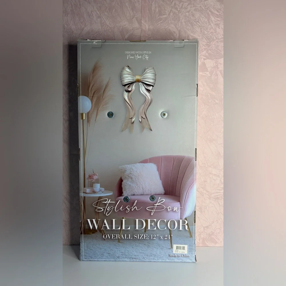 Viral HTF Large Pink Resin Decorative Bow Wall Art 12 x 24 inches